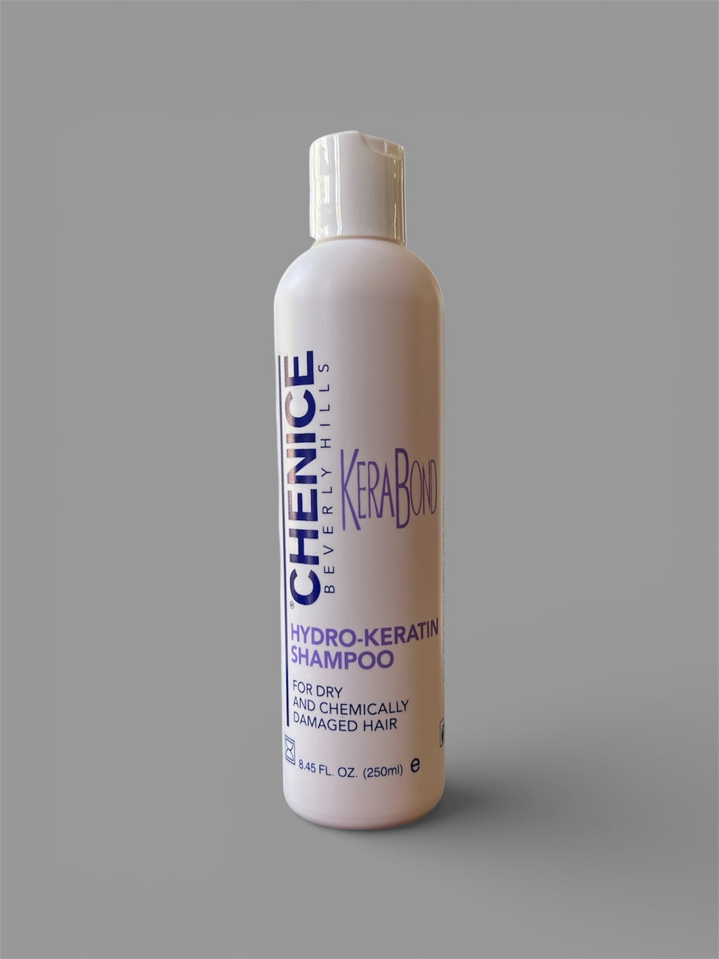 Chenice Kerabond Hydro Keratin shampoo bottle on a gray background